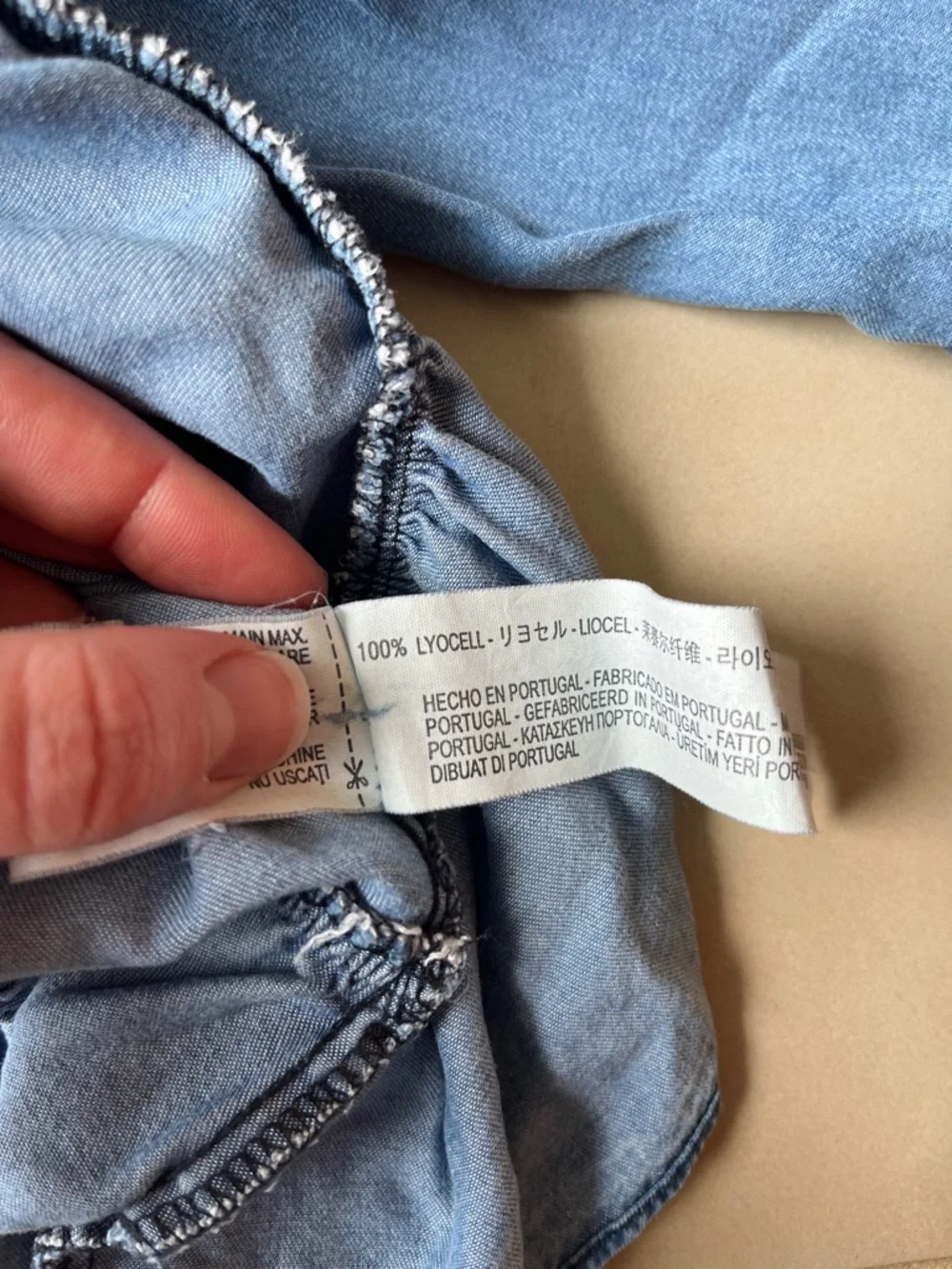 ZARA Premium Denim Collection Lightweight Blue Ruffle Hem Top 100% Lyocell - Picture 6 of 8